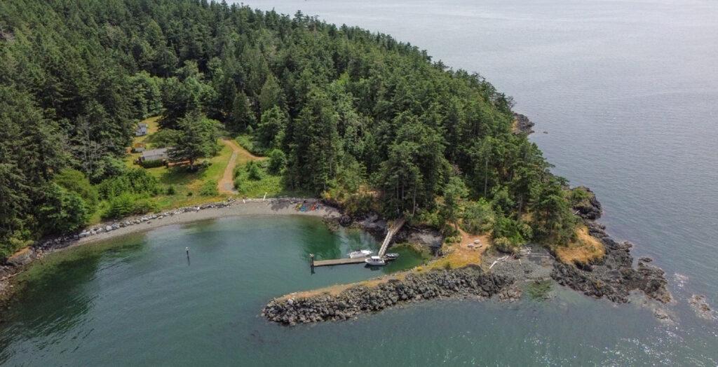 San Juan Preservation Trust Vendovi Island Preserve Breakwater Aerial Drone Image