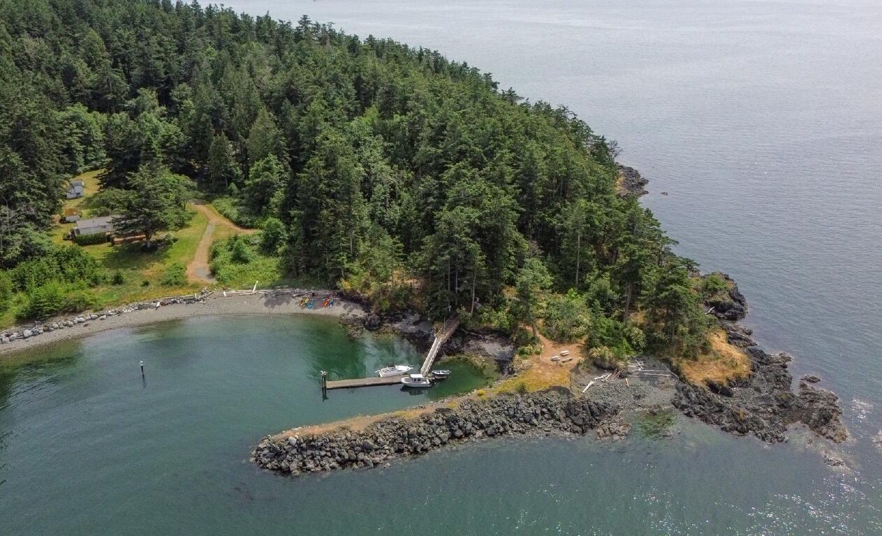 San Juan Preservation Trust Vendovi Island Preserve Breakwater Aerial Drone Image